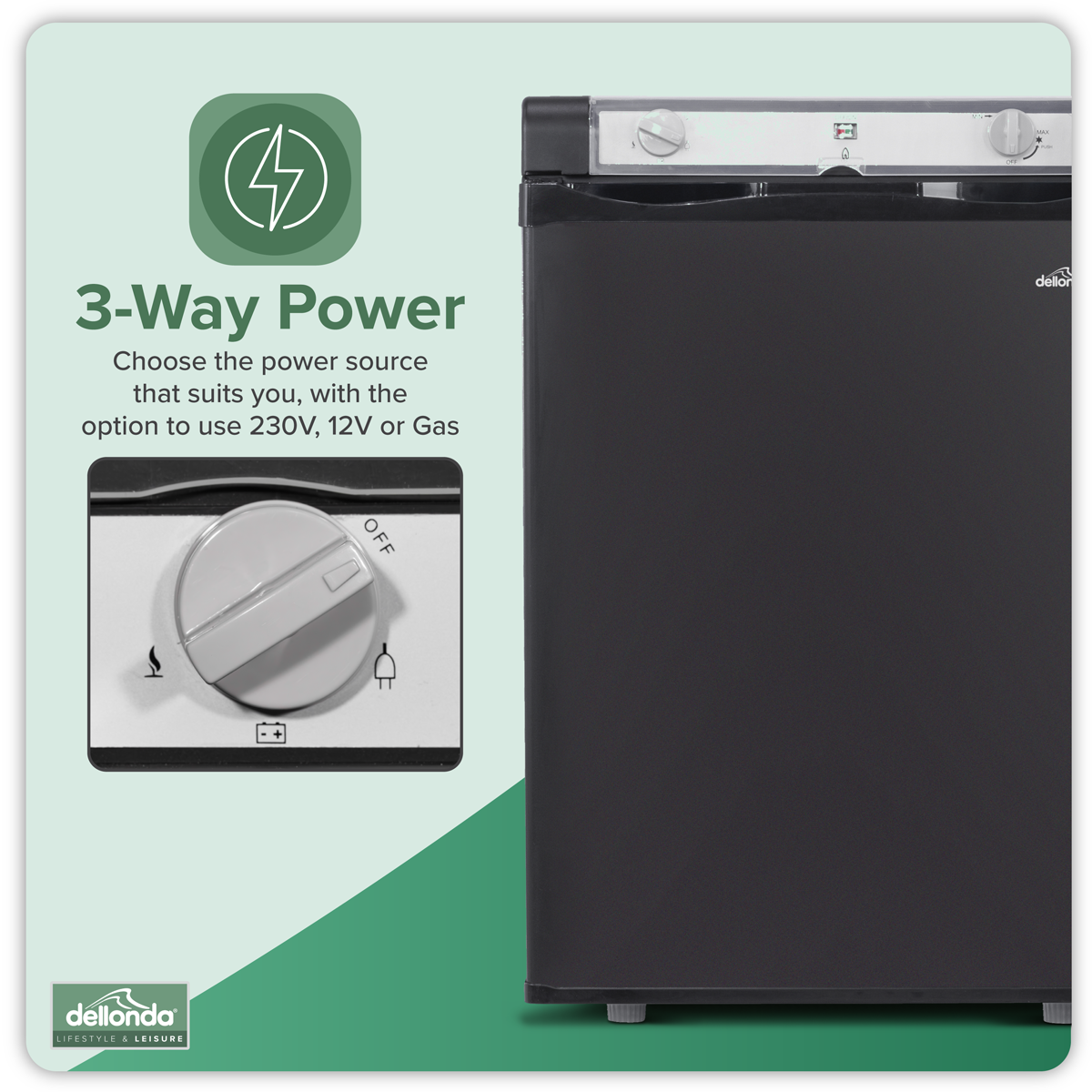 Dellonda DL159 Dellonda 3-Way Fridge 60L