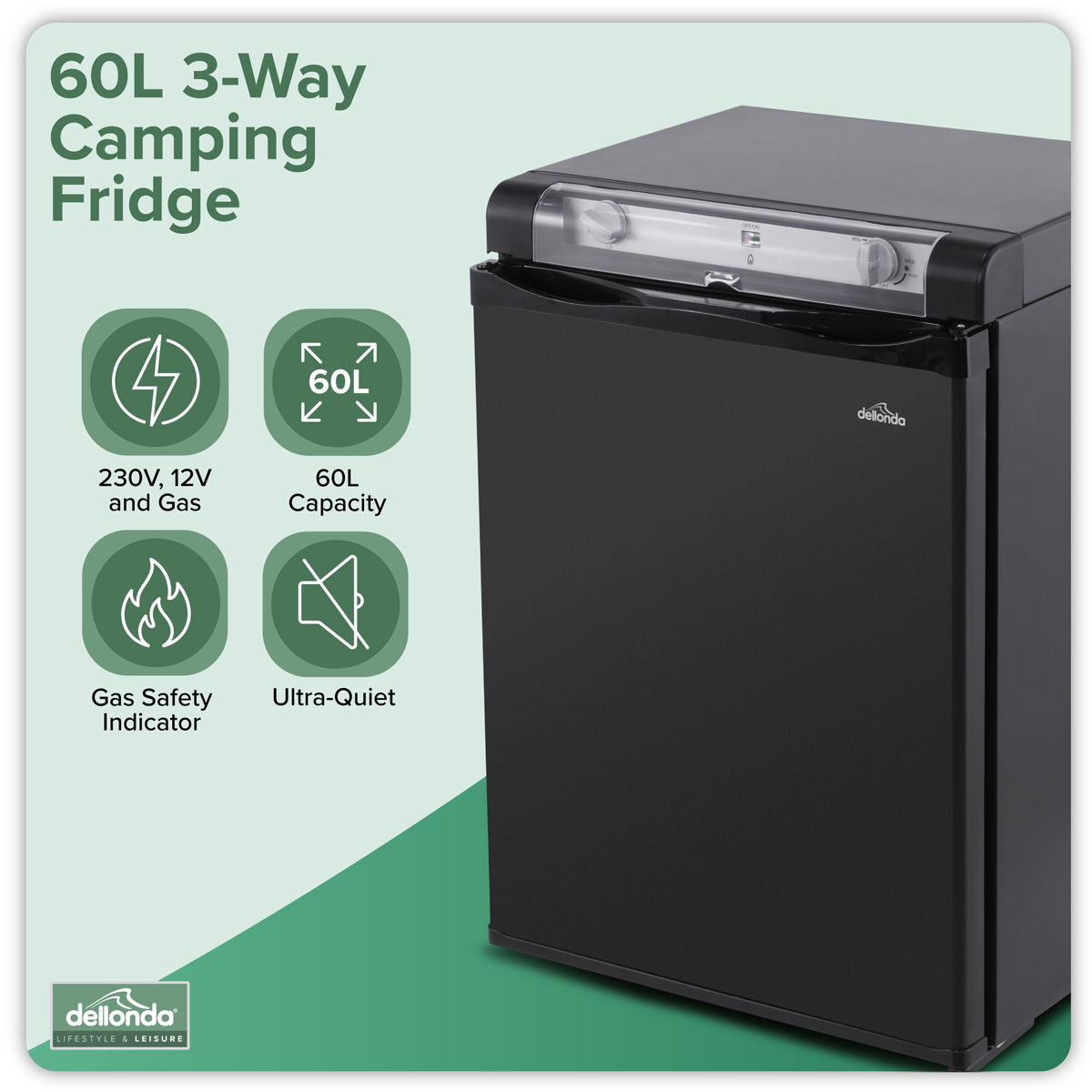 Dellonda DL159 Dellonda 3-Way Fridge 60L