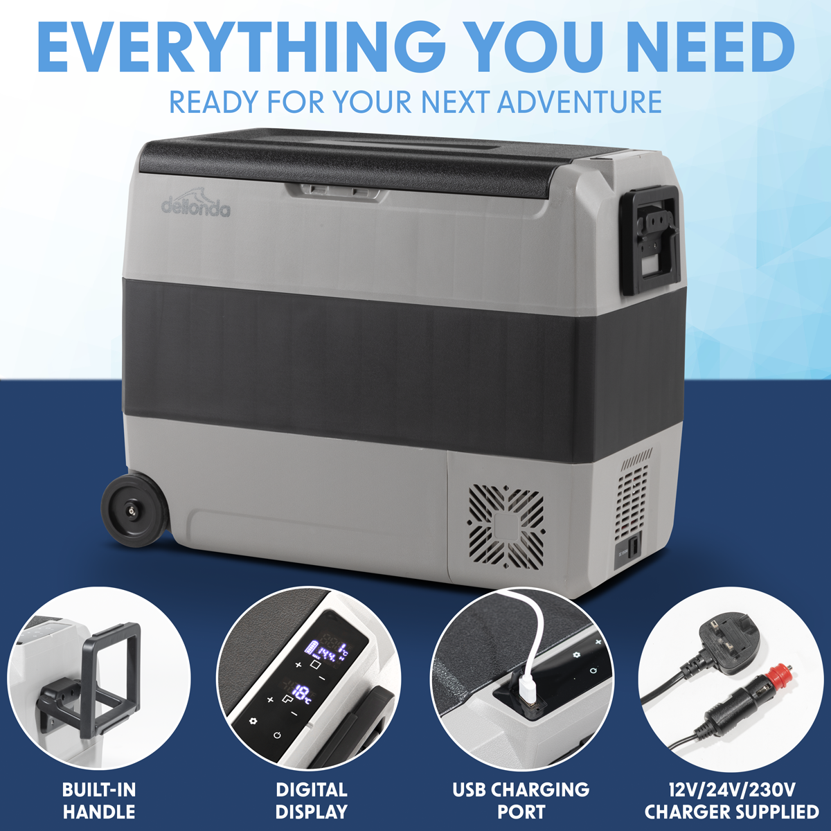 Dellonda DL15 Dellonda Portable Fridge Freezer/Cool Box with LED Display 60L