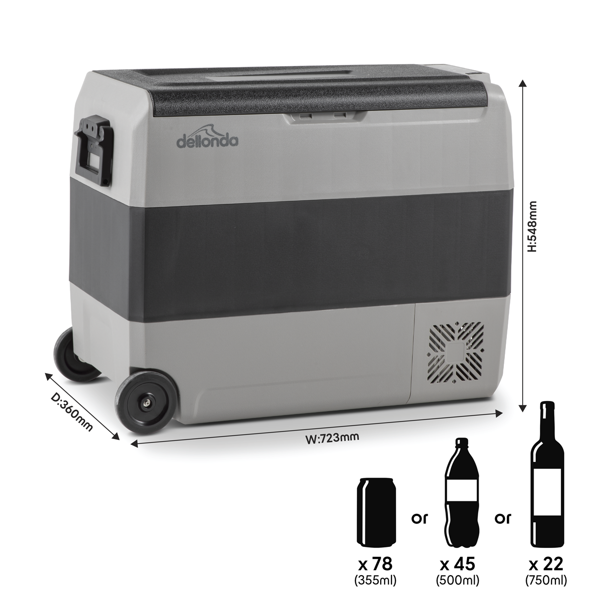 Dellonda DL15 Dellonda Portable Fridge Freezer/Cool Box with LED Display 60L