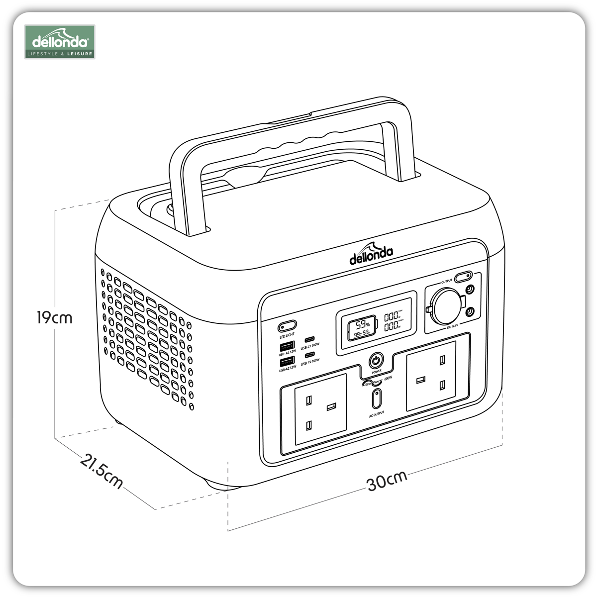 Dellonda DL161 Dellonda Portable Power Station 600W