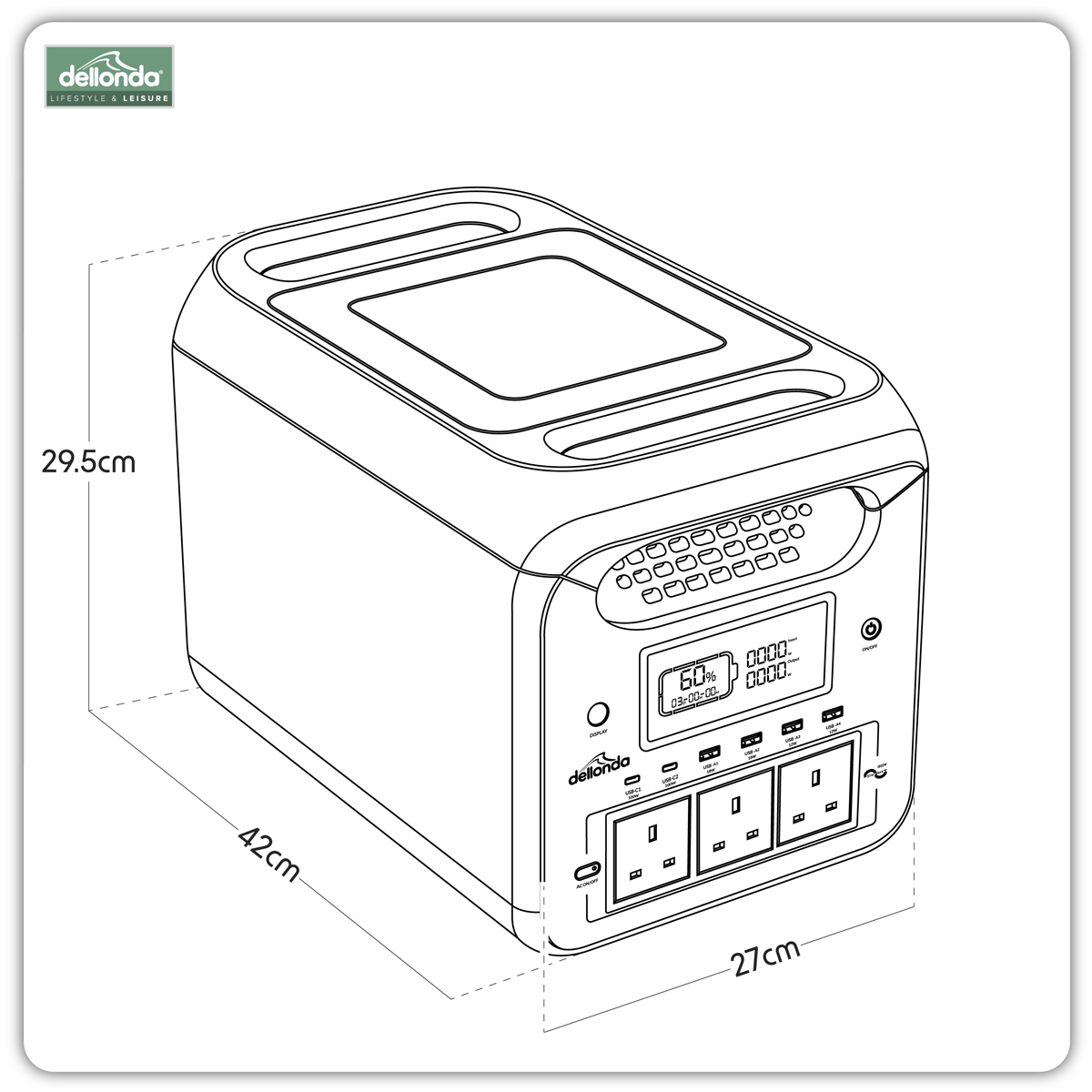 Dellonda DL162 Dellonda Portable Power Station 1800W