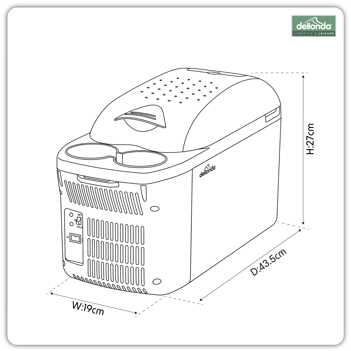 Dellonda DL166 Dellonda 8L Portable Cool Box 12V