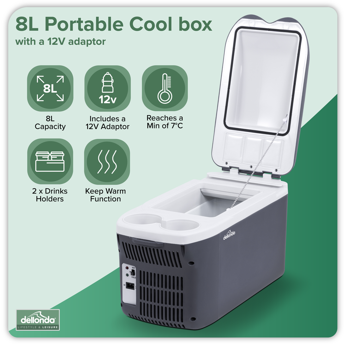 Dellonda DL166 Dellonda 8L Portable Cool Box 12V
