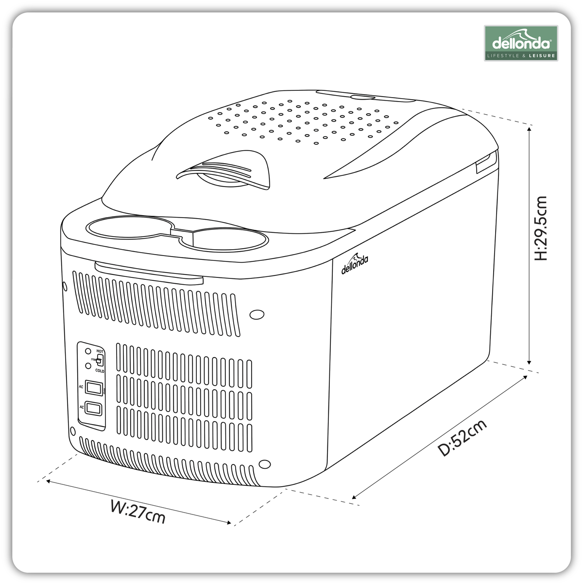 Dellonda DL167 Dellonda 16L Portable Cool Box 12V/230V