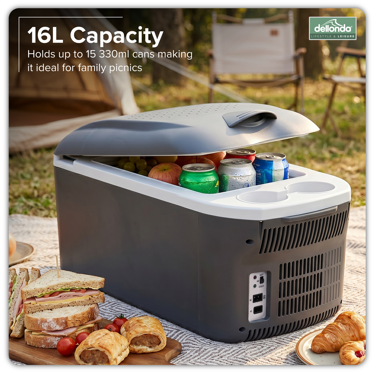 Dellonda DL167 Dellonda 16L Portable Cool Box 12V/230V