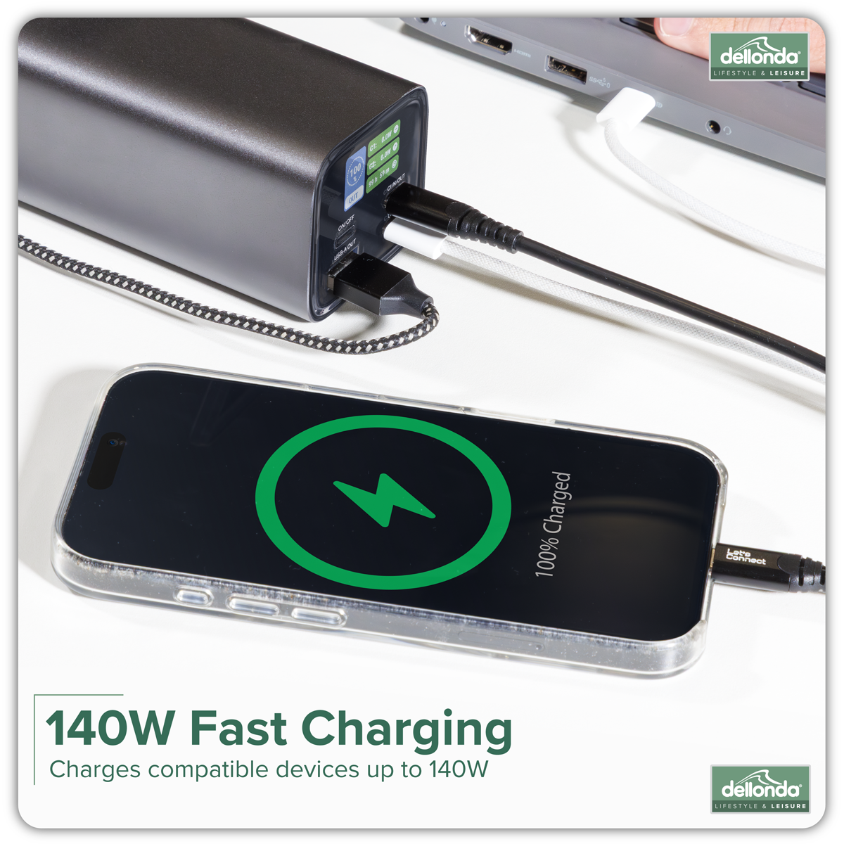 Dellonda DL168 Dellonda Portable Power Bank 140W 27000mAh