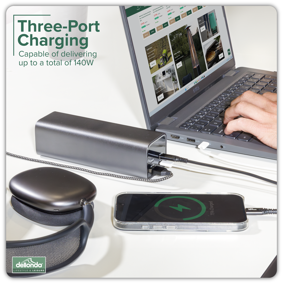 Dellonda DL168 Dellonda Portable Power Bank 140W 27000mAh