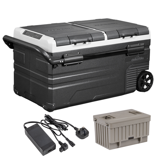 Dellonda DL172 Portable Fridge Freezer/Cool Box 75L with 11.1V Portable Battery & AC/DC 230V Adaptor