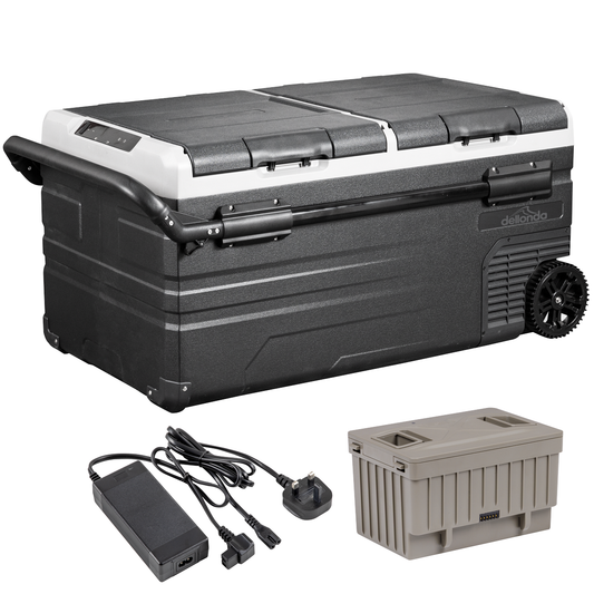 Dellonda DL173 Portable Fridge Freezer/Cool Box 95L with 11.1V Portable Battery & AC/DC 230V Adaptor