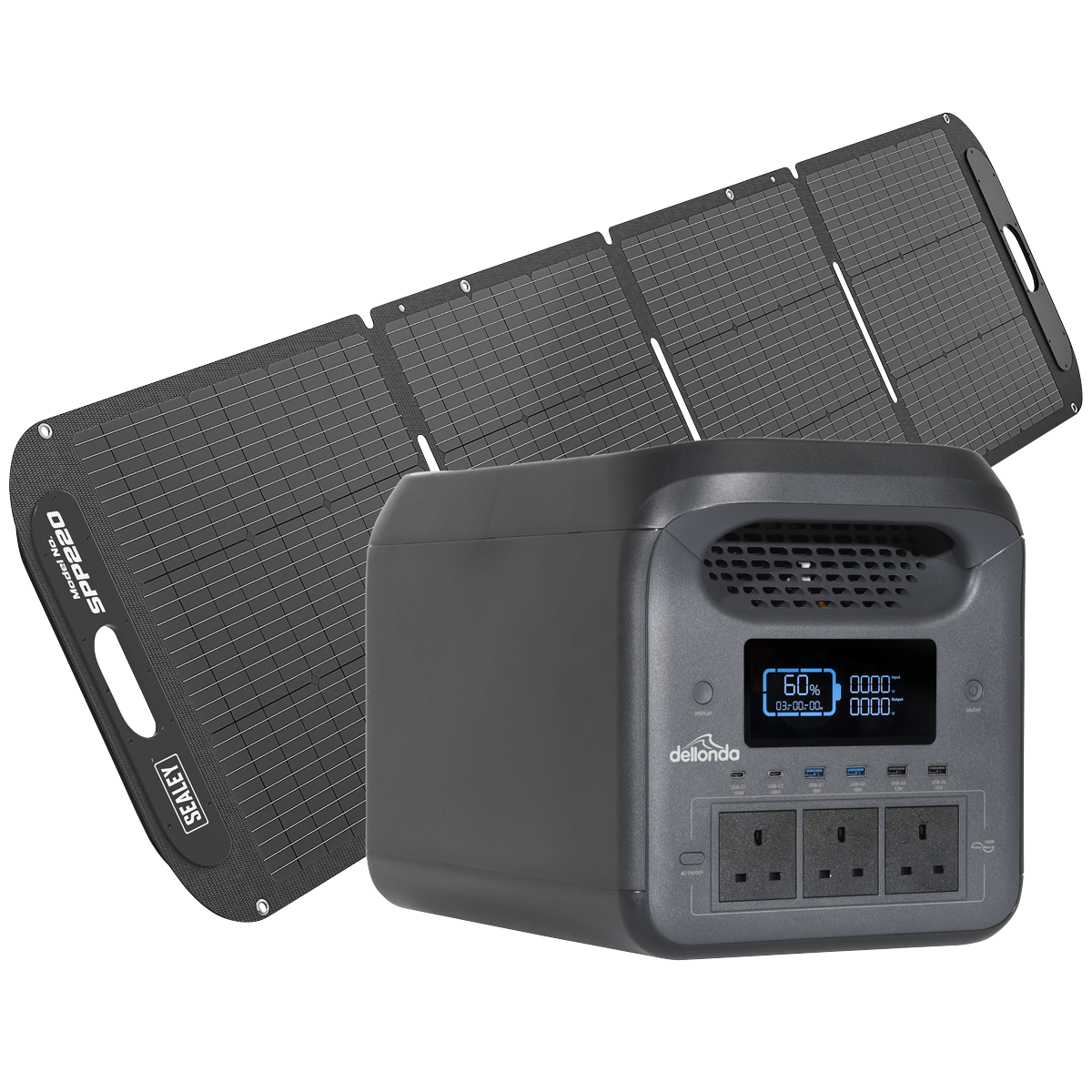 Dellonda DL180 Dellonda Portable Power Station 1800W & ETFE Foldable Solar Panel 220W