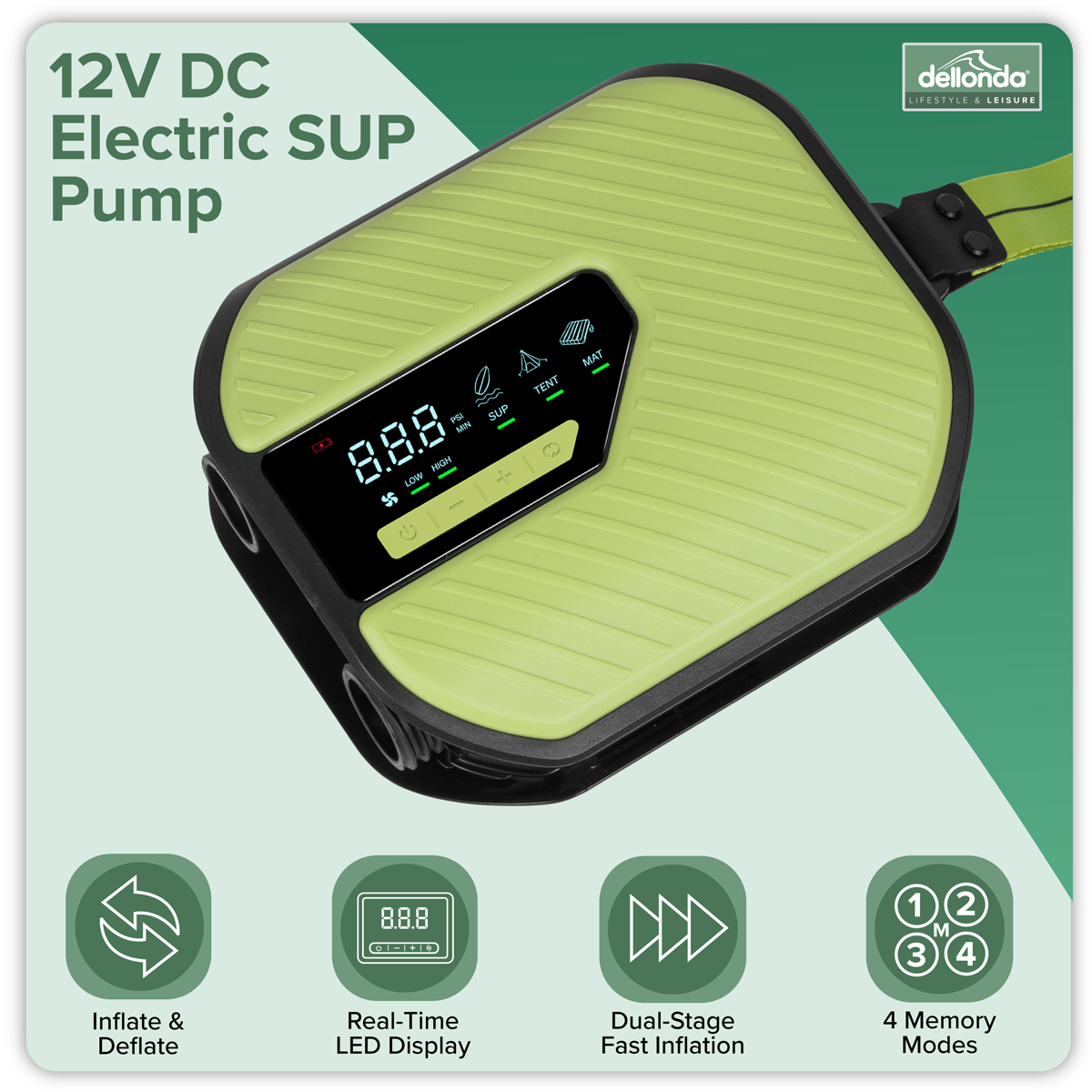 Dellonda DL185 Dellonda Rechargeable & 12V DC Electric SUP Pump