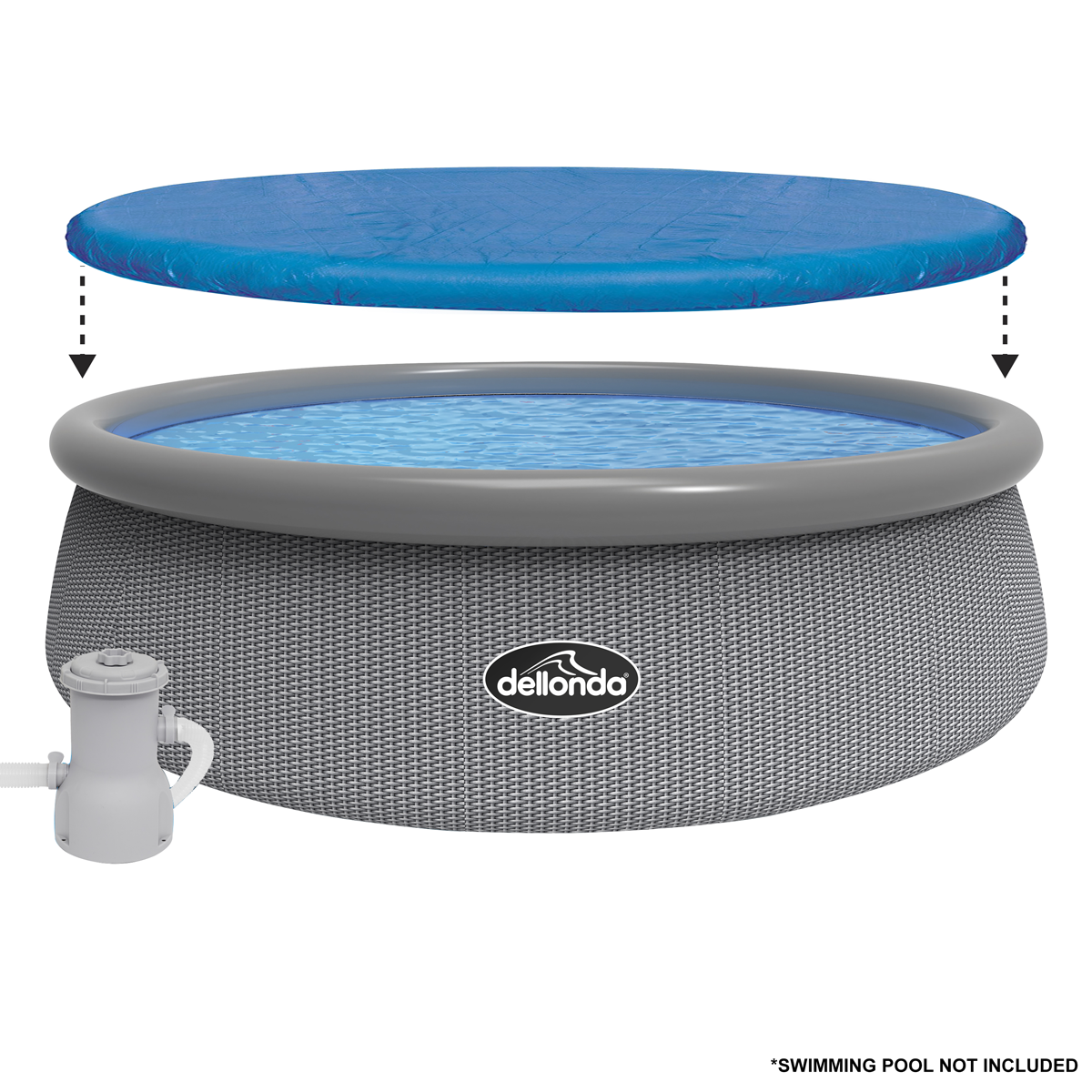 Dellonda DL39 Dellonda Swimming Pool Cover with Rope Ties, 15ft (450cm) Round Pool Replacement Cover