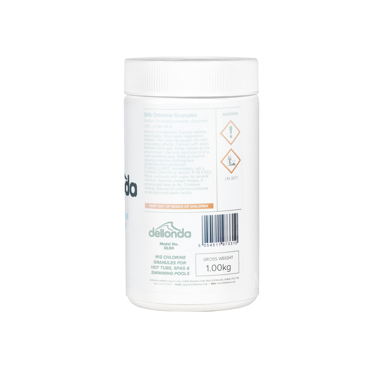 Dellonda DL50 Dellonda Chlorine Granules for Hot Tubs/Spas & Swimming Pools 1kg