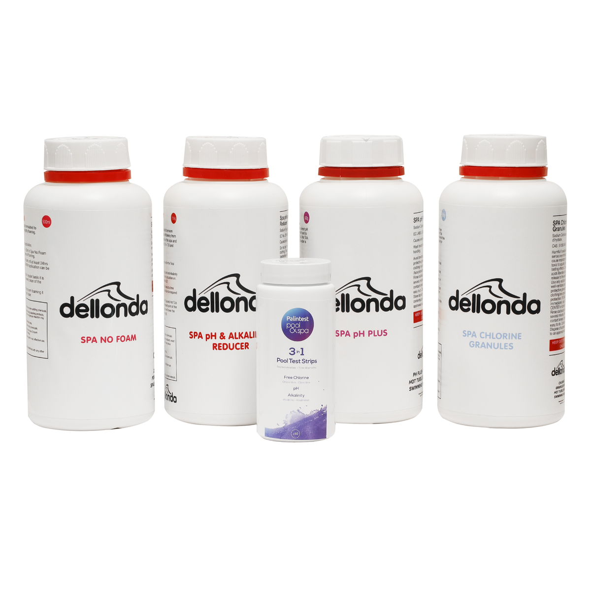 Dellonda DL62 Dellonda Hot Tub/Spa Starter Kit - Chlorine, pH Increaser, Dry Acid, Foam Down & Test Strips