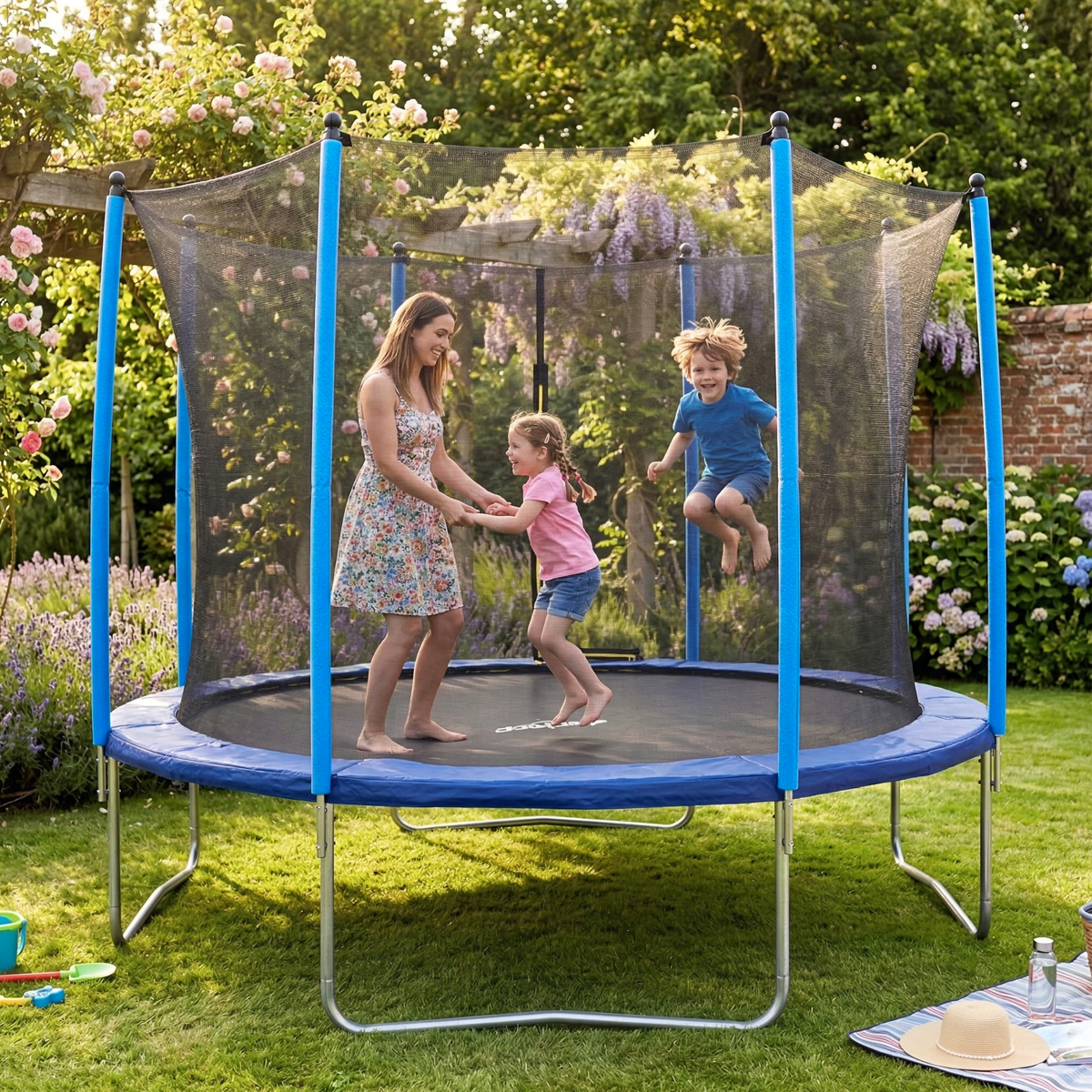 Dellonda DL69 Dellonda Heavy-Duty Outdoor Trampoline with Safety Enclosure Net 12ft