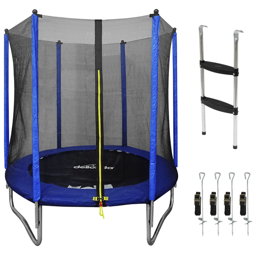 Dellonda DL92 Dellonda Heavy-Duty Outdoor Trampoline with Safety Enclosure Net, Anchors & Ladder 6ft