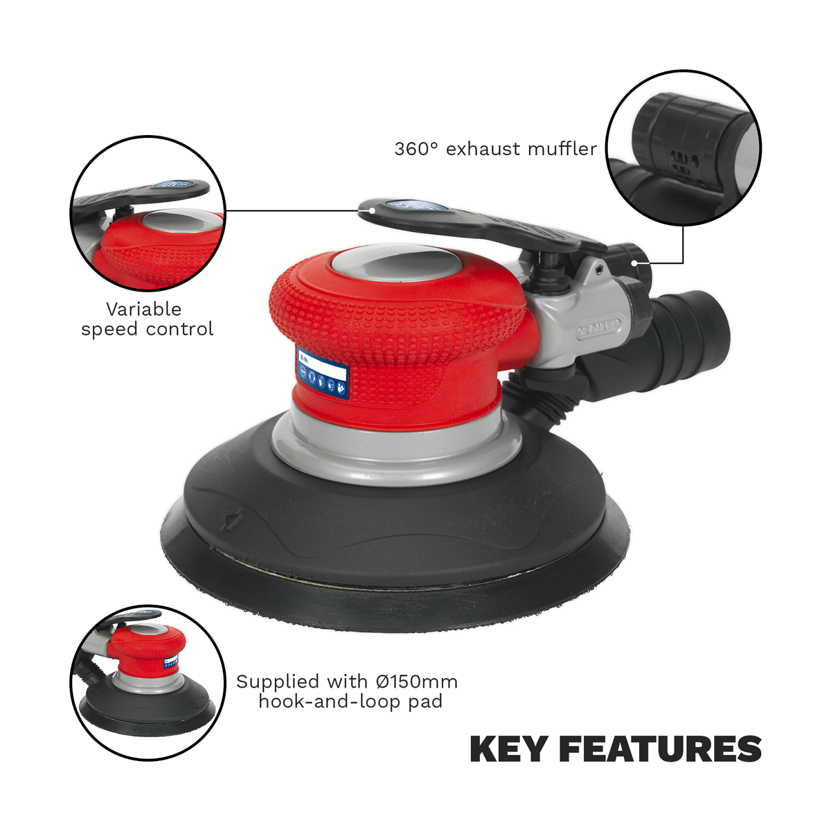 Generation GSA05 Generation Dust-Free Air Palm Random Orbital Sander 150mm