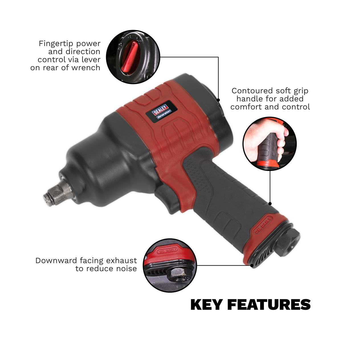 Generation GSA6002 Generation Composite Twin Hammer Air Impact Wrench 1/2"Sq Drive