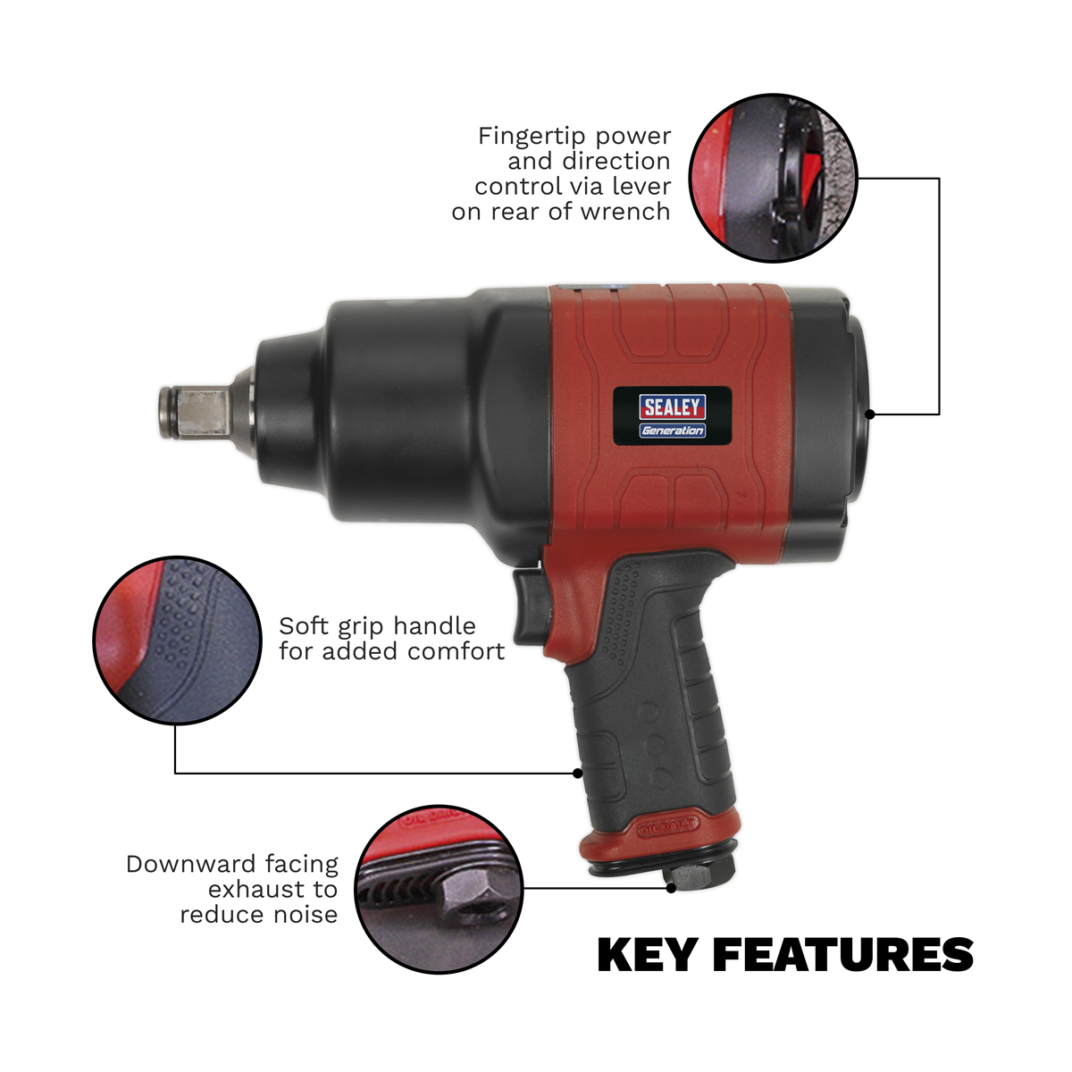 Generation GSA6004 Generation Composite Twin Hammer Air Impact Wrench 3/4"Sq Drive