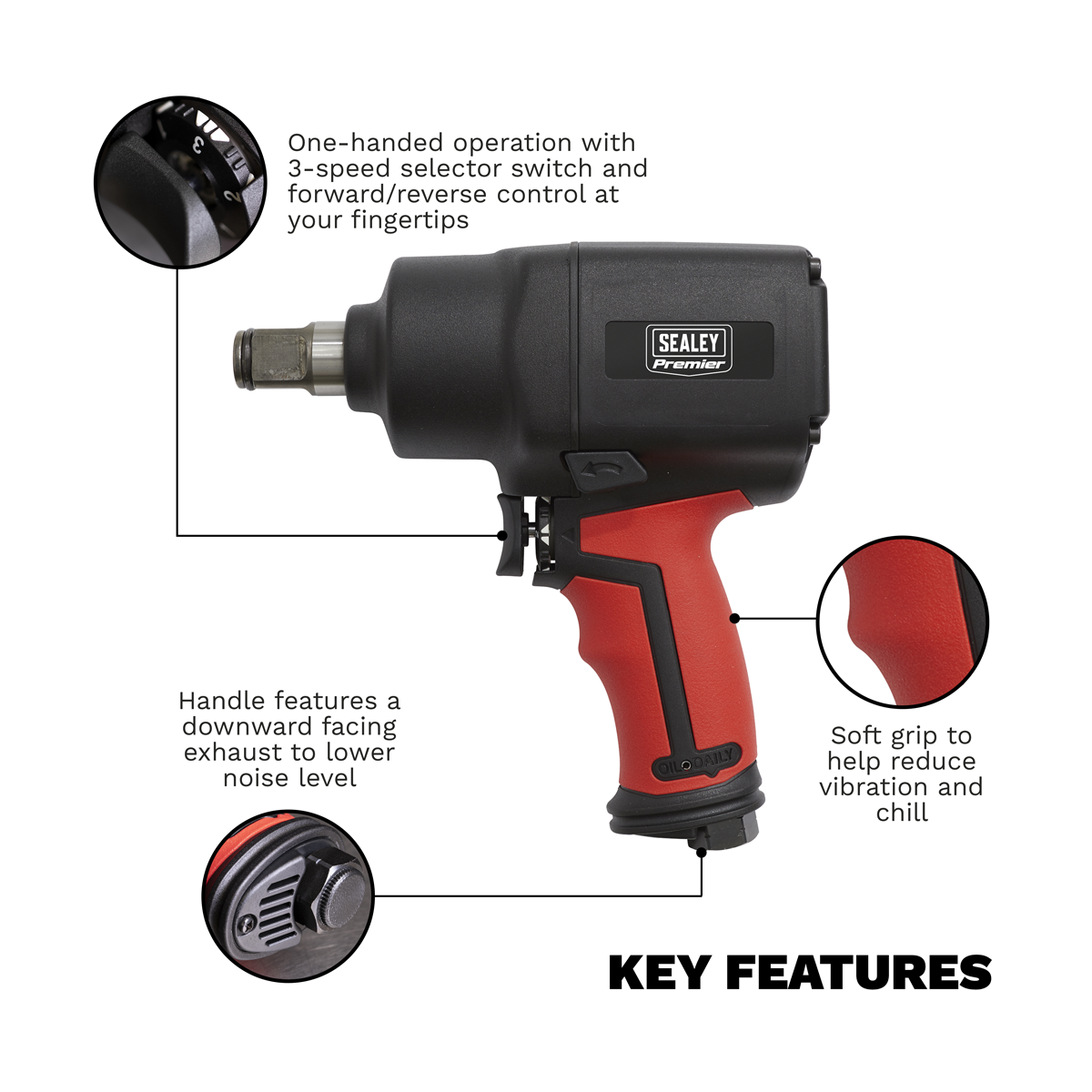 Generation GSA6004 Generation Composite Twin Hammer Air Impact Wrench 3/4"Sq Drive