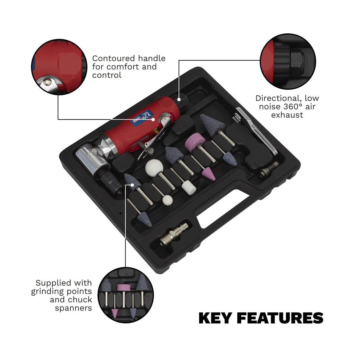 Generation GSA675 Generation 90° Angle Air Die Grinder Kit 15pc