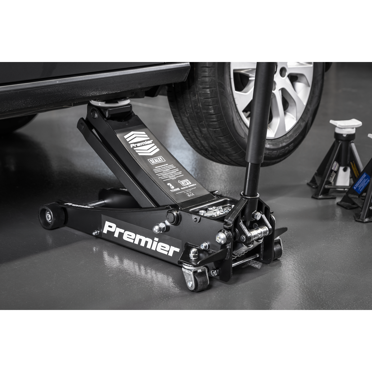 Premier 3040AB Premier Low Profile Trolley Jack with Rocket Lift 3 Tonne - Black