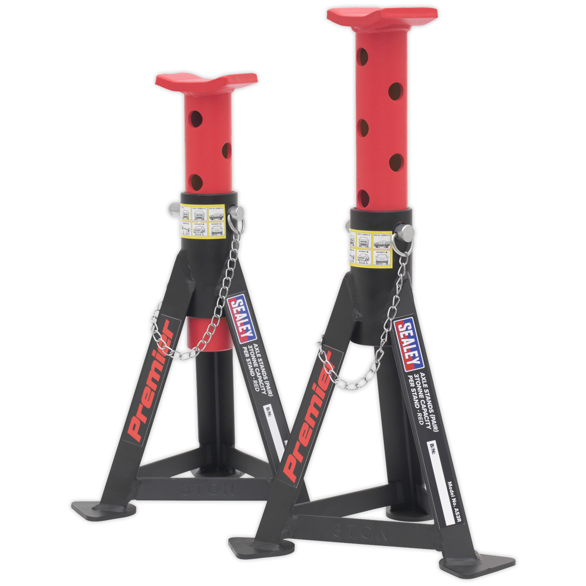 Premier 3040ARCOMBO Trolley Jack 3 Tonne & Axle Stands (Pair) 3 Tonne per Stand Combo