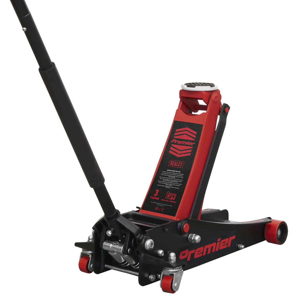 Premier 3040AR Premier Low Profile Trolley Jack with Rocket Lift 3 Tonne - Red