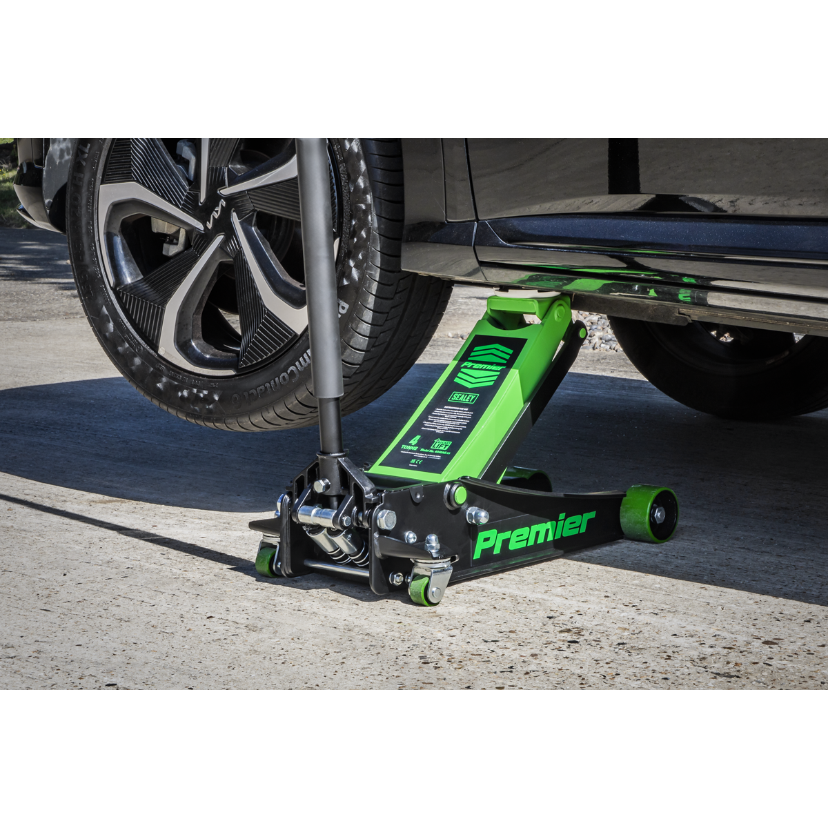 Premier 4040AG Premier Low Profile Trolley Jack with Rocket Lift 4 Tonne - Green