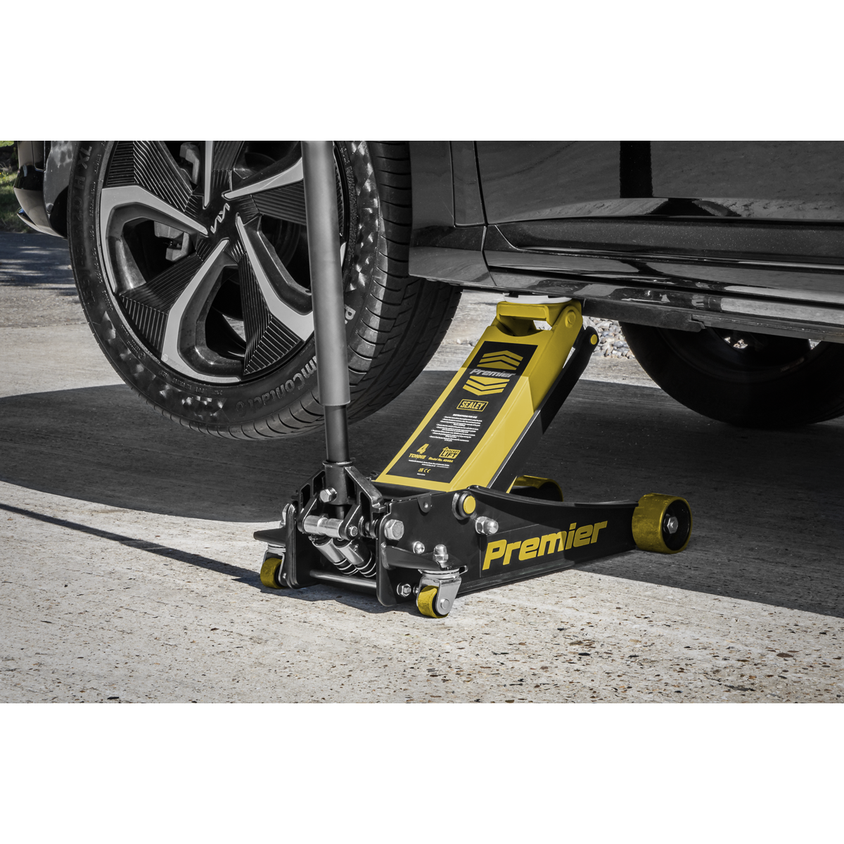Premier 4040AY Premier Low Profile Trolley Jack with Rocket Lift 4 Tonne - Yellow