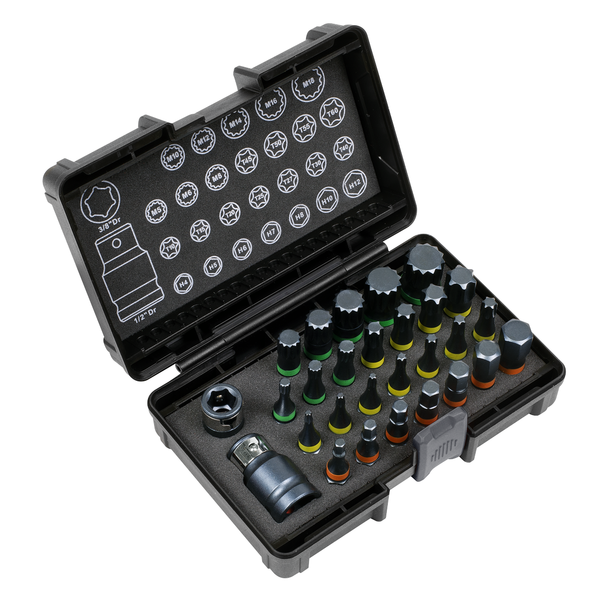 Premier AK21902 Premier Impact TRX-Star*/Hex/Spline Bit Set 3/8" & 1/2"Sq Drive 28pc