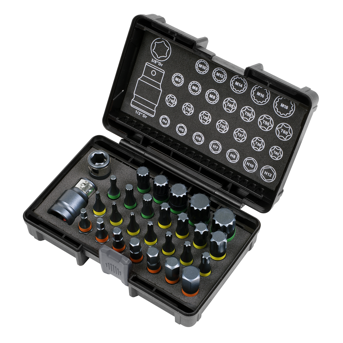 Premier AK21902 Premier Impact TRX-Star*/Hex/Spline Bit Set 3/8" & 1/2"Sq Drive 28pc