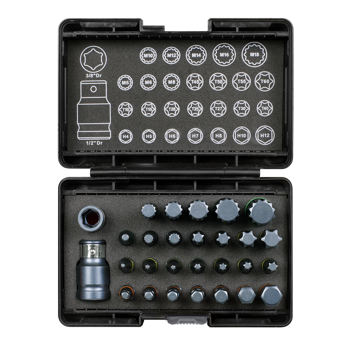 Premier AK21902 Premier Impact TRX-Star*/Hex/Spline Bit Set 3/8" & 1/2"Sq Drive 28pc