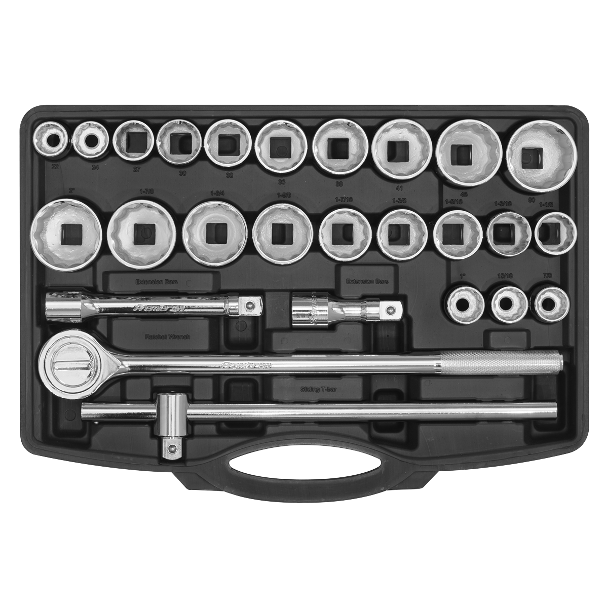 Premier AK2582 Premier Metric/Imperial Socket Set 3/4"Sq Drive 12-Point 26pc