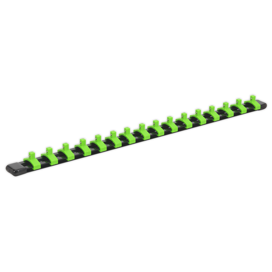 Premier AK27052HV Premier Socket Retaining Rail with 16 Clips 1/4"Sq Drive - Hi-Vis Green