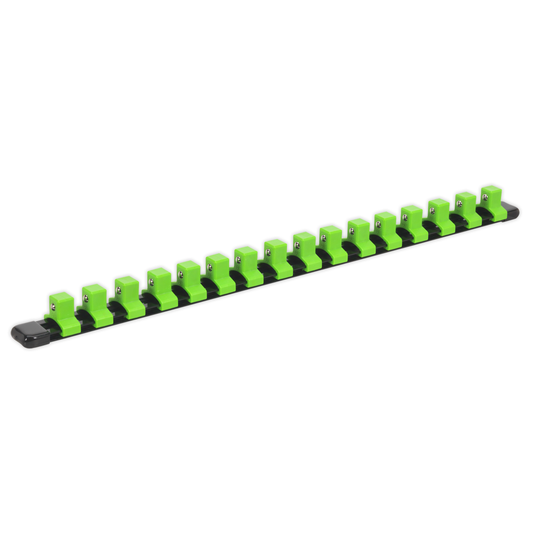 Premier AK27054HV Premier Socket Retaining Rail with 16 Clips 1/2"Sq Drive - Hi-Vis Green