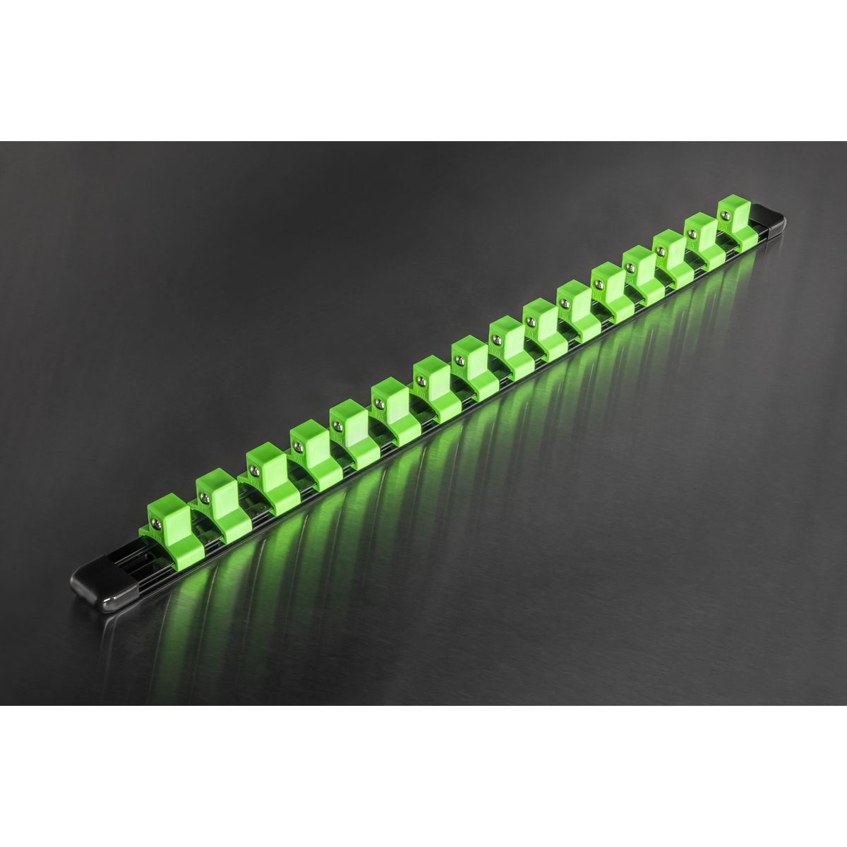 Premier AK27054HV Premier Socket Retaining Rail with 16 Clips 1/2"Sq Drive - Hi-Vis Green
