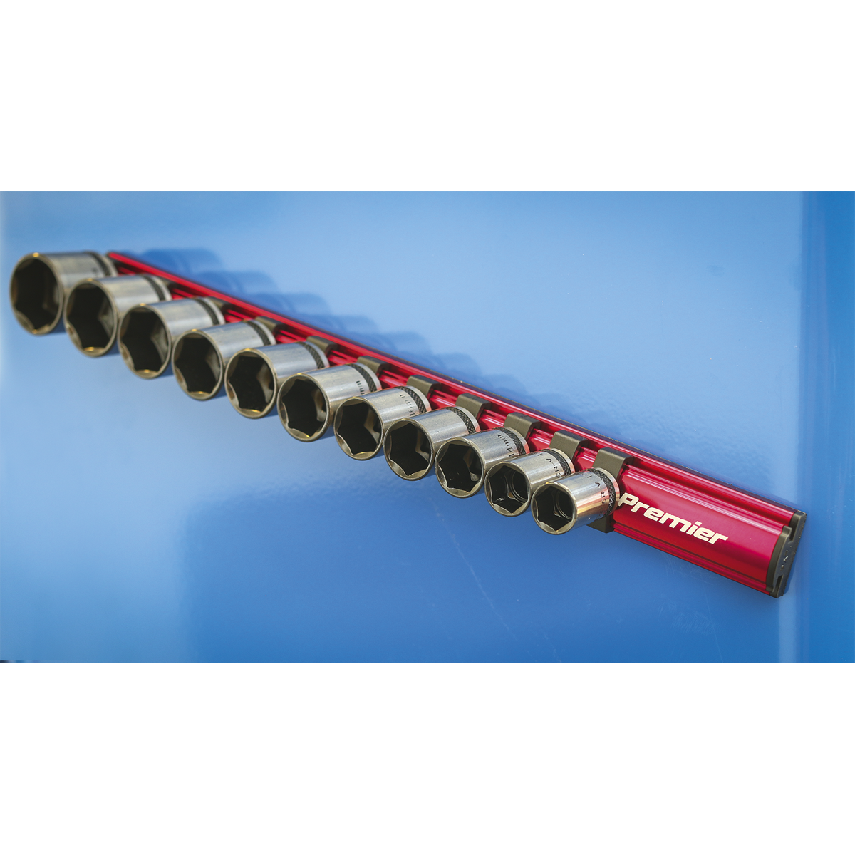Premier AK27083 Premier Magnetic Socket Retaining Rail with 12 Clips 3/8"Sq Drive