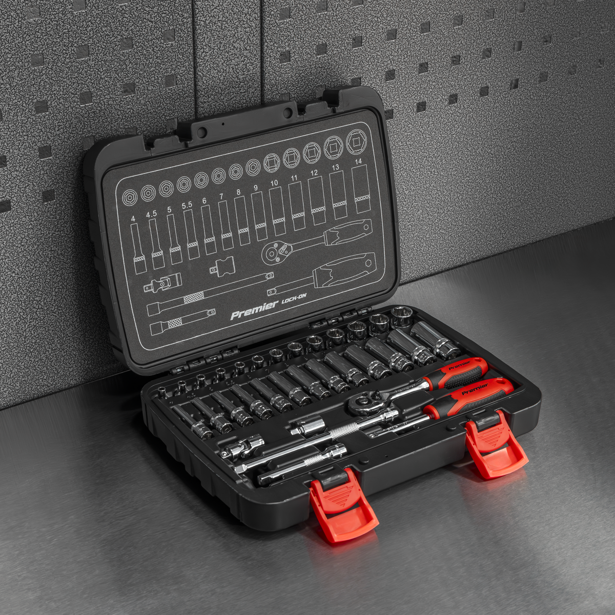 Premier AK27480 Lock-On™ Socket Set 1/4"Sq Drive 32pc