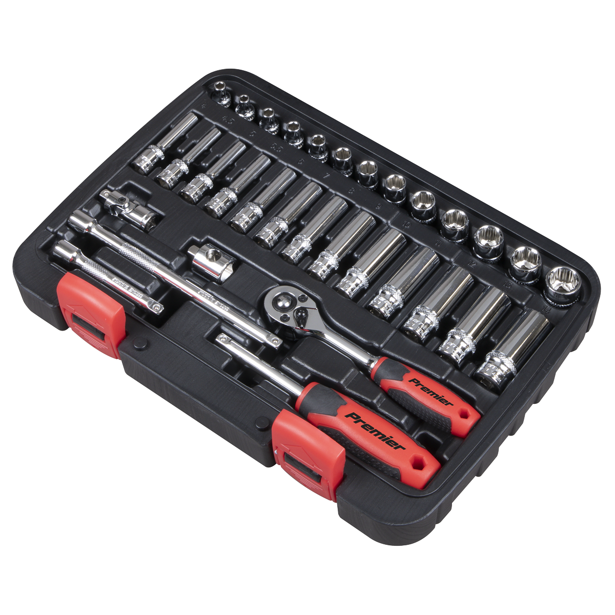Premier AK27480 Lock-On™ Socket Set 1/4"Sq Drive 32pc