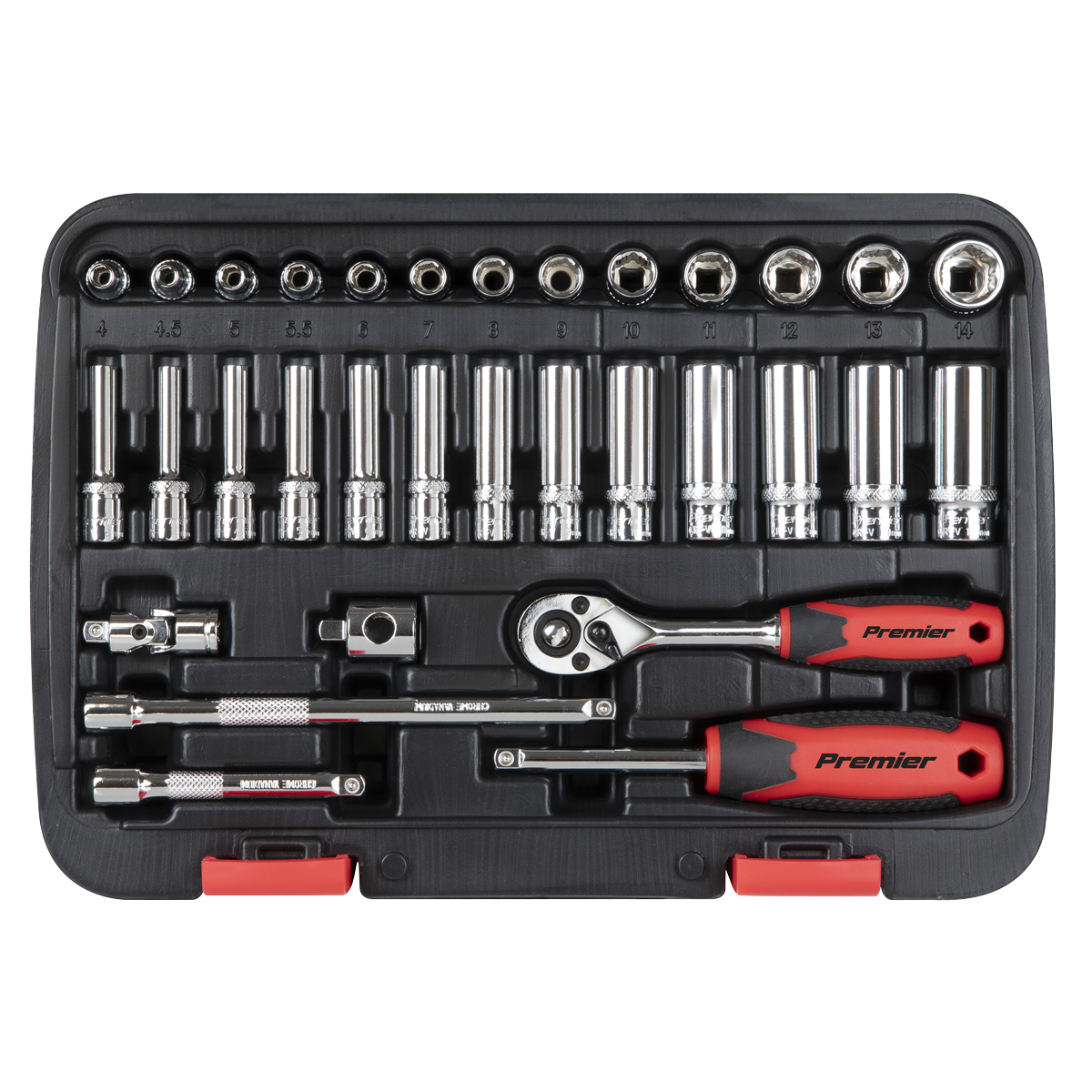 Premier AK27480 Lock-On™ Socket Set 1/4"Sq Drive 32pc