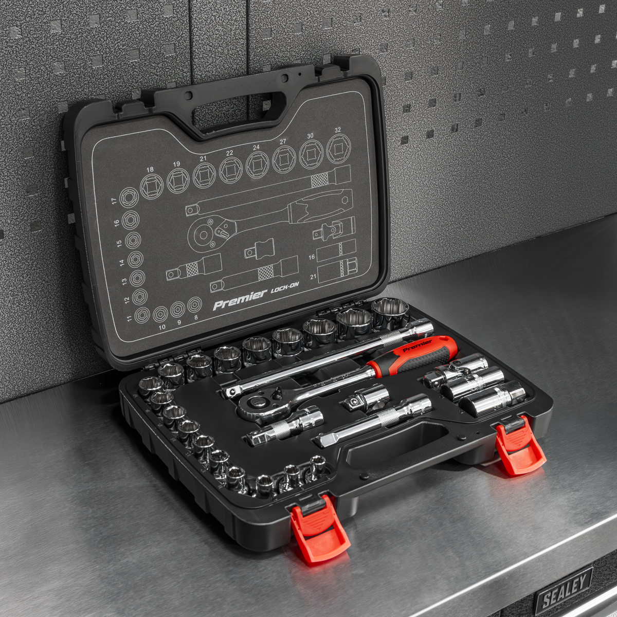 Premier AK27482 Premier Lock-On™ Socket Set 1/2"Sq Drive 26pc