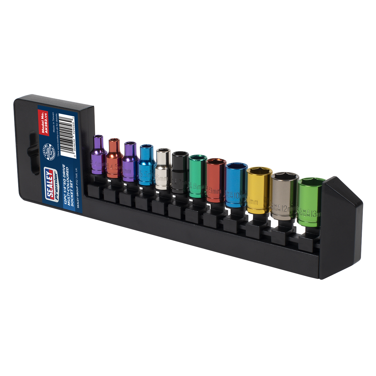 Premier AK282 Premier Multi-Coloured Socket Set 1/4"Sq Drive 12pc