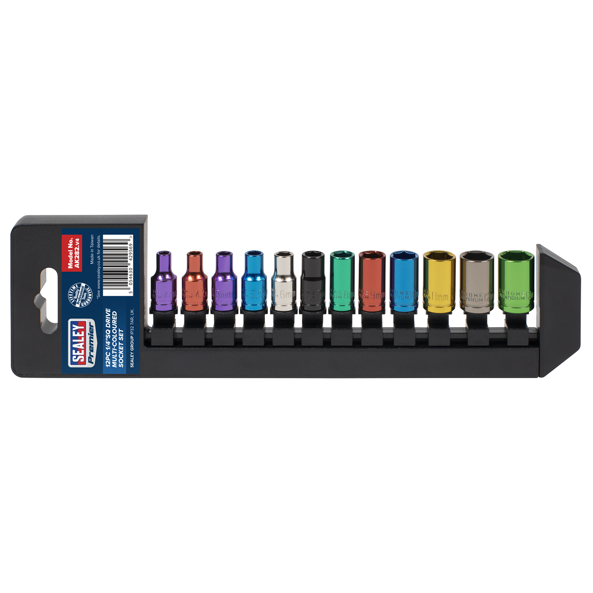 Premier AK282 Premier Multi-Coloured Socket Set 1/4"Sq Drive 12pc