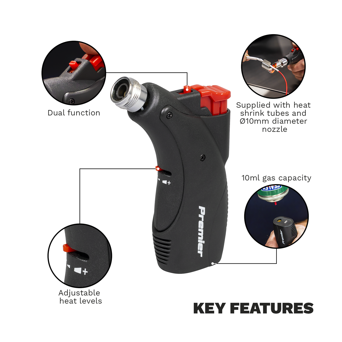 Premier AK2974 Premier Micro Butane Hot Air Blower/Heating Torch with Heat Shrink Tubing