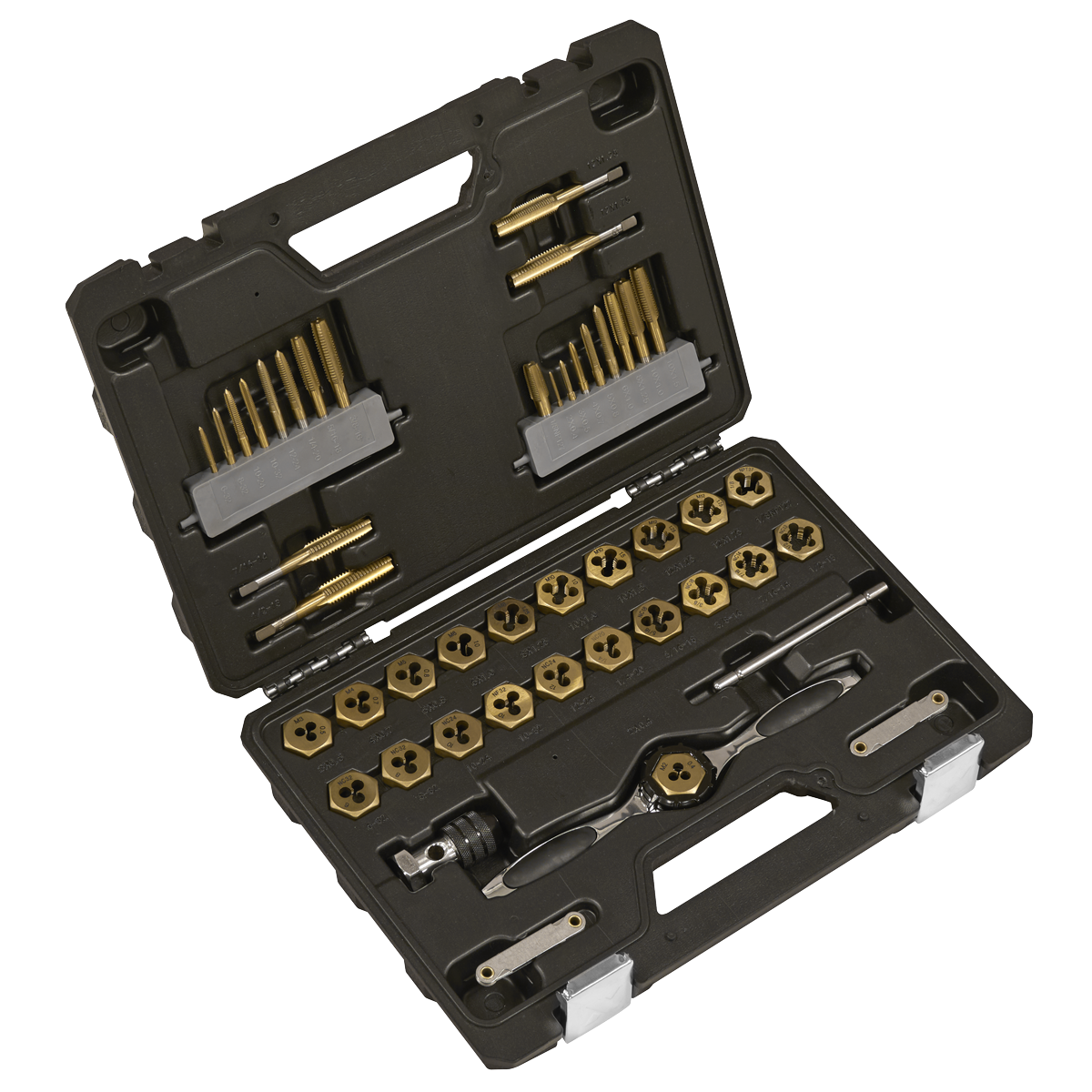 Premier AK3046 Premier Metric & Imperial Titanium Coated Hexagonal Tap & Die Set 46pc