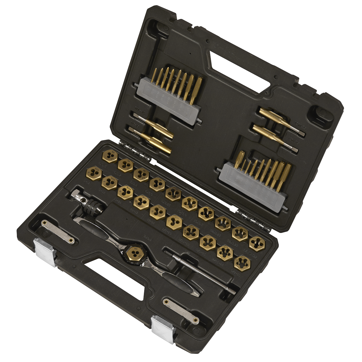 Premier AK3046 Premier Metric & Imperial Titanium Coated Hexagonal Tap & Die Set 46pc