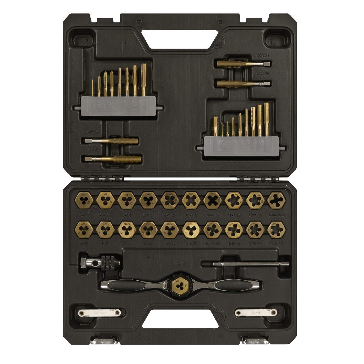 Premier AK3046 Premier Metric & Imperial Titanium Coated Hexagonal Tap & Die Set 46pc