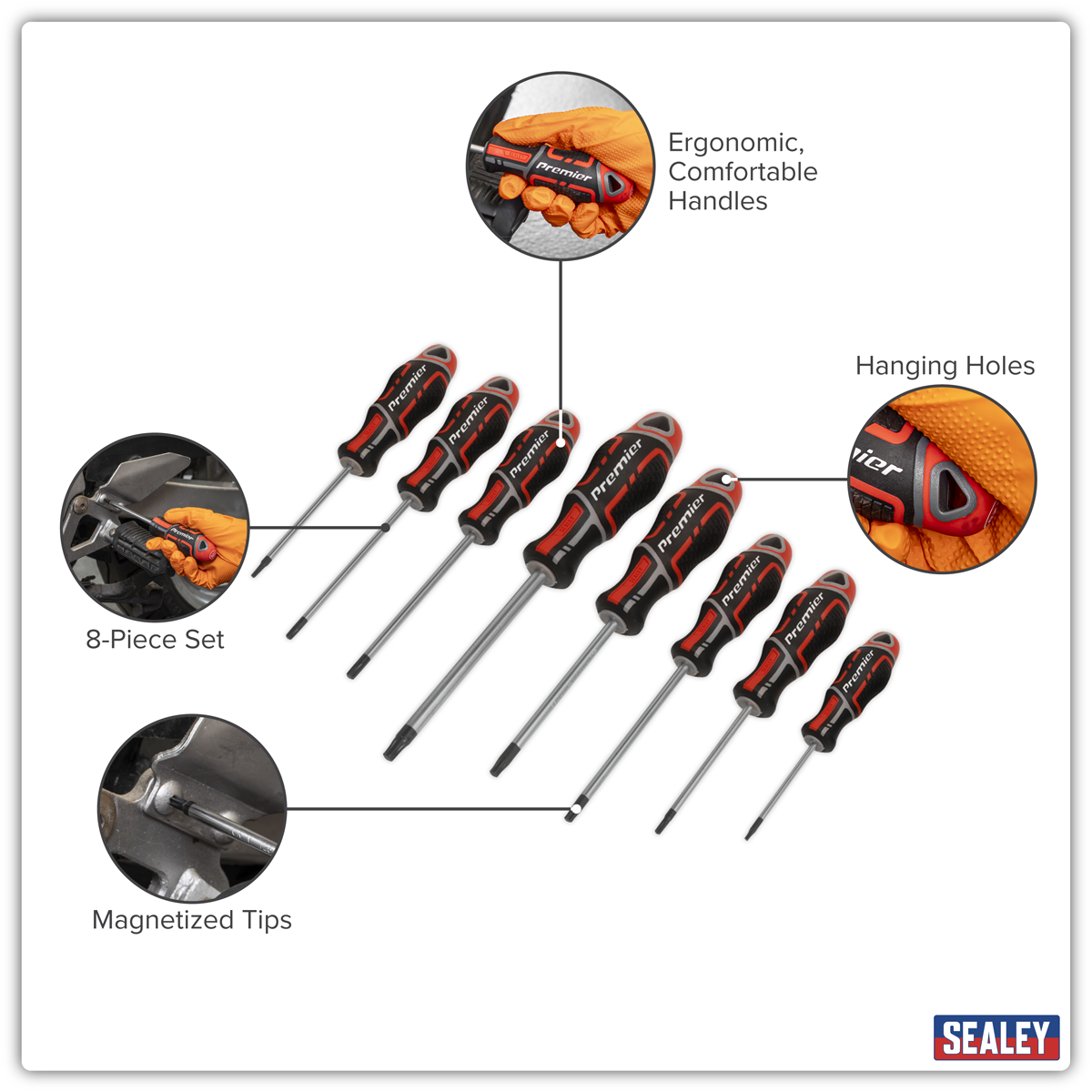 Premier AK4323 Premier GripMAX® Security TRX-Star* Screwdriver Set 8pc - Red